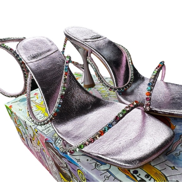 Jeffery Campbell Free People Gatsby Colorful Rhinestone Lilac Heels Size 8 - Picture 3 of 5